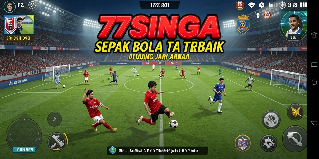 Tampilan gameplay menarik di 77SINGA dengan aksi sepak bola yang spektakuler.