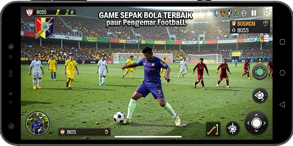 Tampilan gameplay <strong>8055</strong> yang menegangkan di lapangan sepak bola.