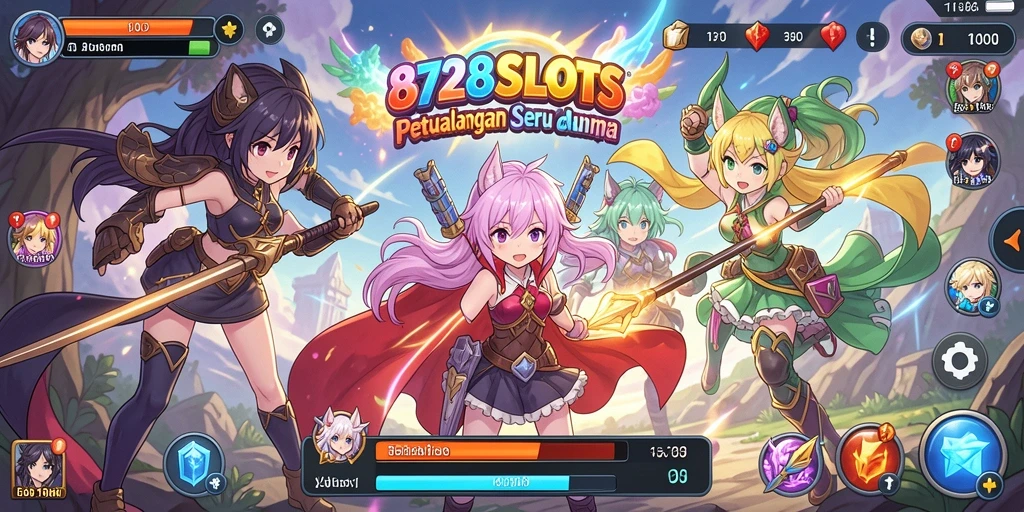 Tampilan seru gameplay anime dalam 8728SLOTS.