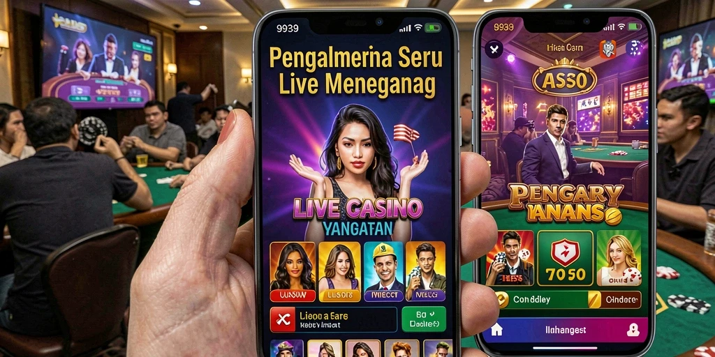 Screenshot gameplay Live Casino menunjukkan dealer langsung yang profesional.