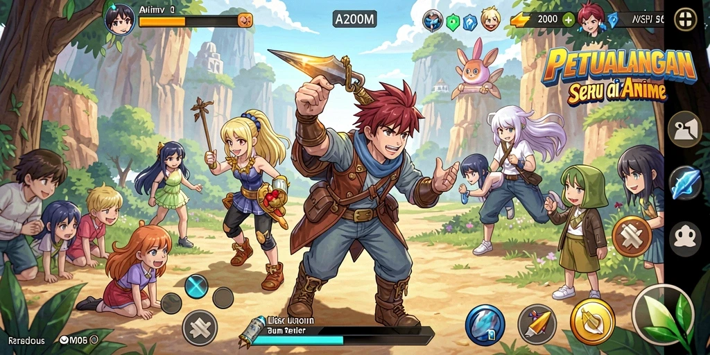 Screenshot A200M menunjukkan aksi seru karakter dalam petualangan anime.