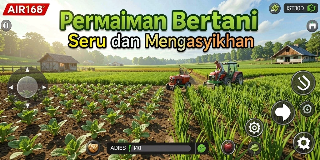 Tampilan gameplay AIR168 yang menggambarkan aktivitas bertani.