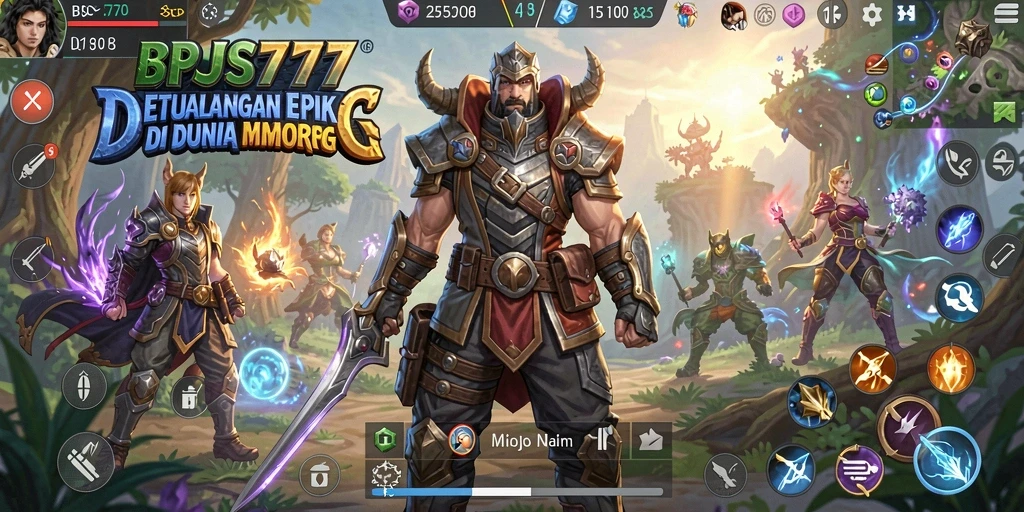 Screenshot gameplay BPJS777 menunjukkan petualangan epik di dunia MMORPG.