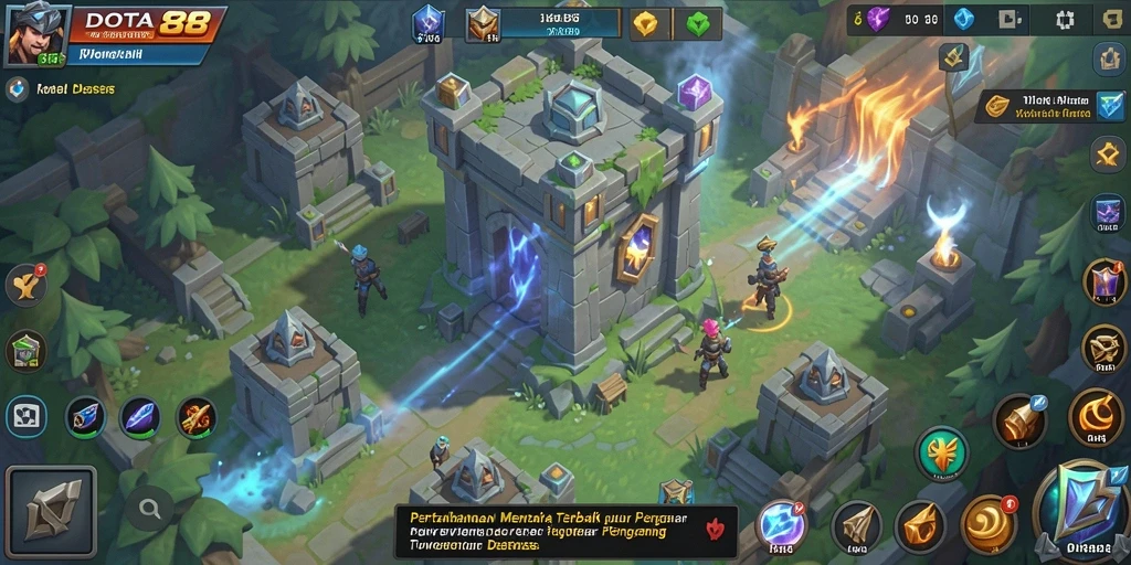 Gameplay DOTA88 menampilkan strategi menara pertahanan yang seru.