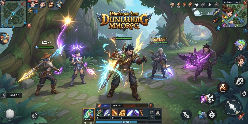Gameplay seru di dunia fantastis EOS77 dengan misi menantang.