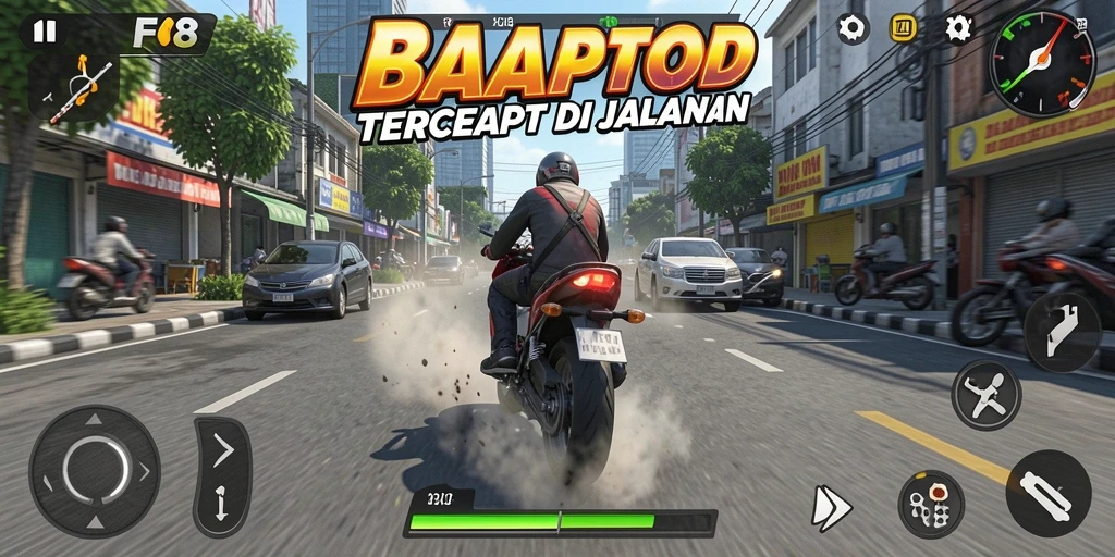 Tampilan seru dari gameplay balap motor di FO8.