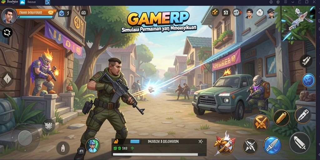 Tampilan gameplay yang menarik dari GAMERP, menunjukkan simulasi interaktif.