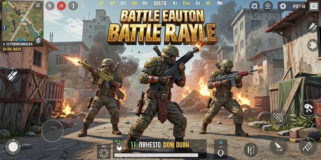 Tampilan gameplay seru dari ID678 dalam pertarungan Battle Royale.