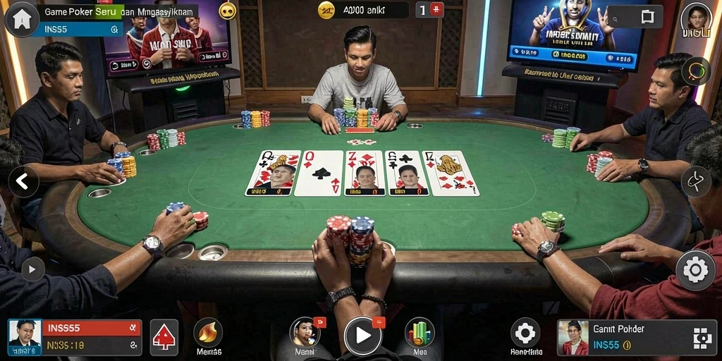 Tampilan gameplay poker yang mengasyikkan di INS55.