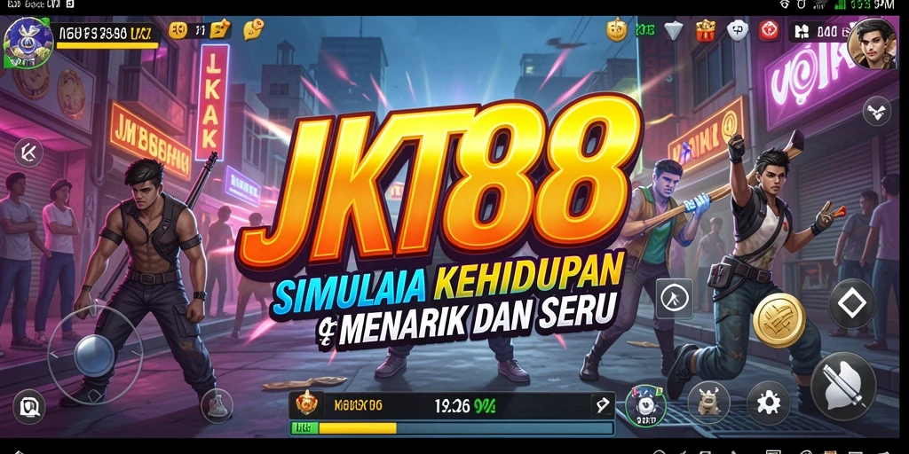 Screenshot utama JKT88 menunjukkan gameplay interaktif dan visual yang menarik.
