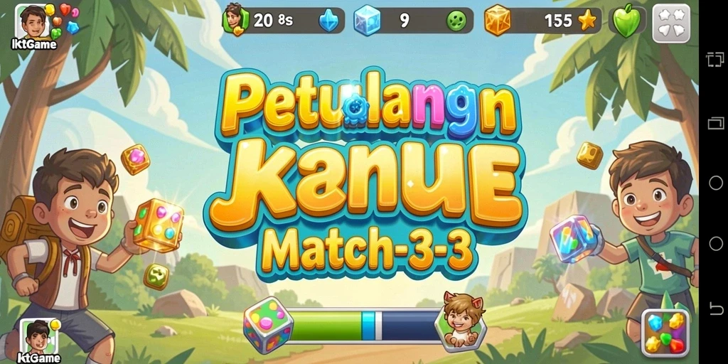 Screenshot JKTGAME menampilkan gameplay seru Match-3 yang menarik.