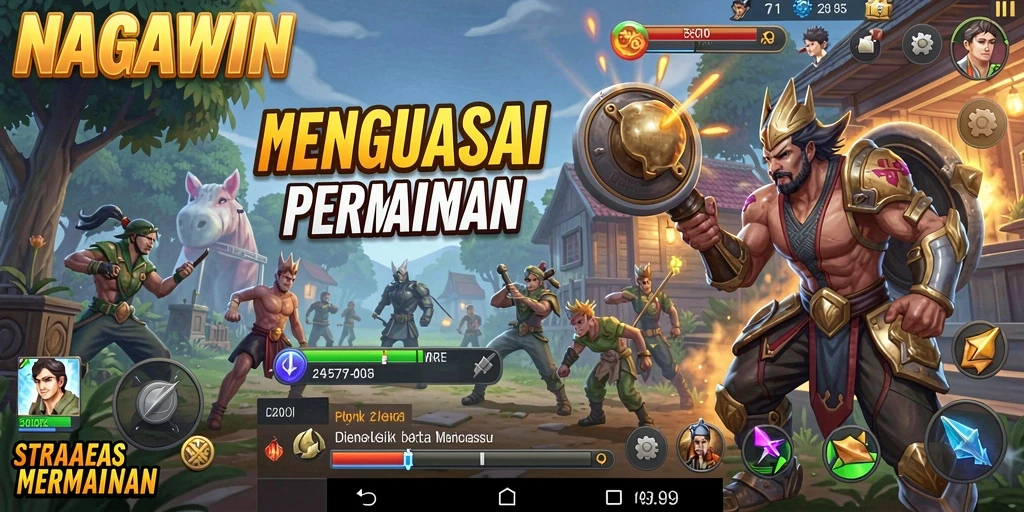 Screenshot NAGAWIN menampilkan momen seru dalam pertempuran strategi.