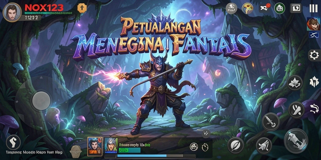 Gameplay NOX123 menampilkan petualangan di dunia fantastis yang penuh warna.