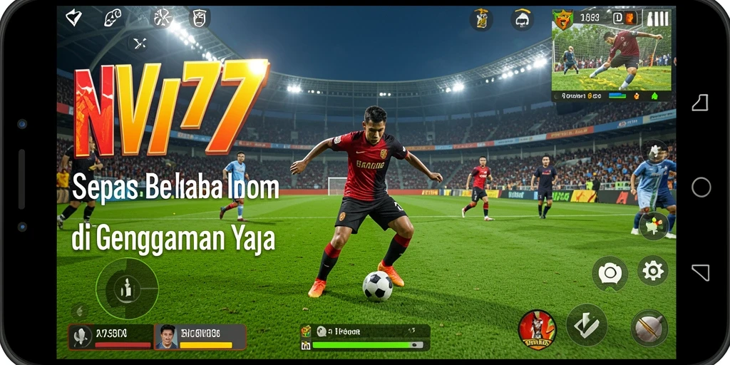 Gameplay mendebarkan dari NV77 dengan aksi sepak bola yang intens.