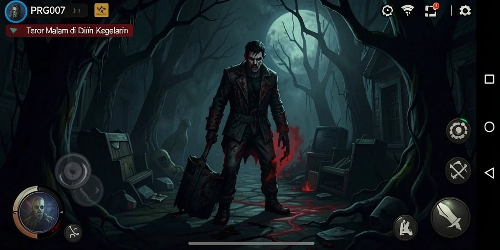 Gameplay PRG007 yang menakutkan dengan suasana mencekam.