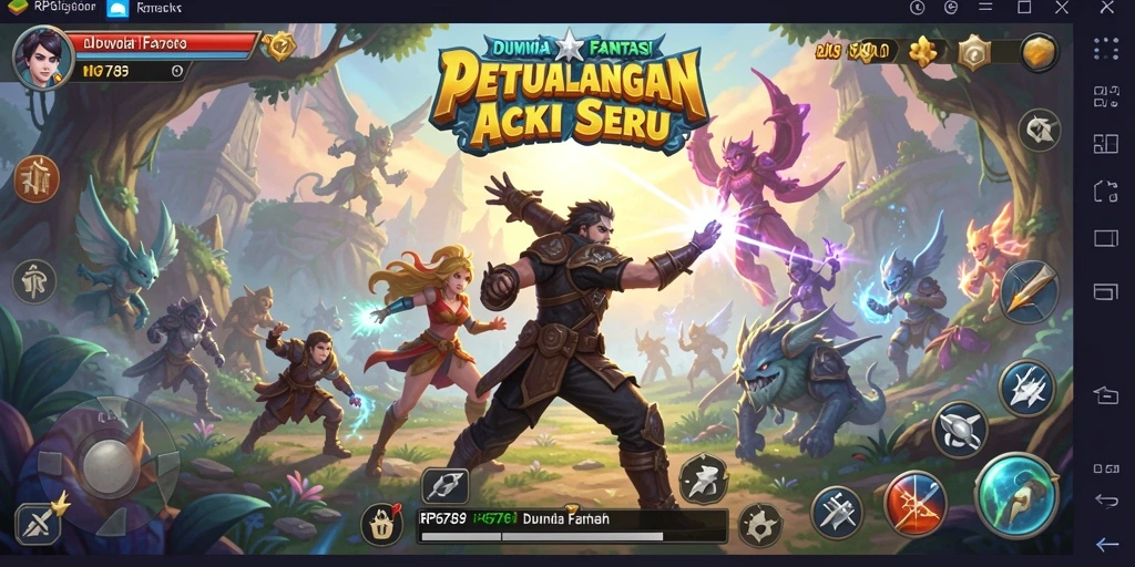 Tampilan aksi seru gameplay RP6789 dalam dunia fantasi.
