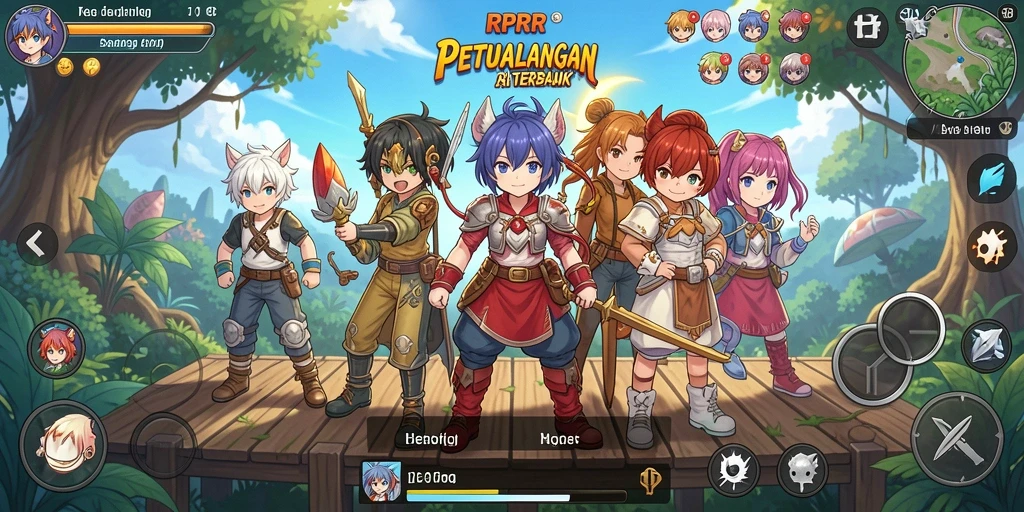 Screenshot gameplay RPRR yang menunjukkan karakter Anime yang beraksi.