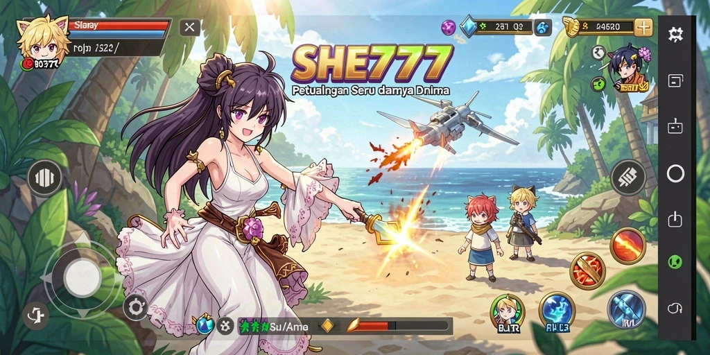 Tampilan menarik dari gameplay <strong>SHE777</strong> yang penuh warna.