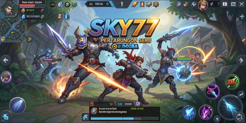 Screenshot utama yang menampilkan aksi gameplay seru di SKY77.